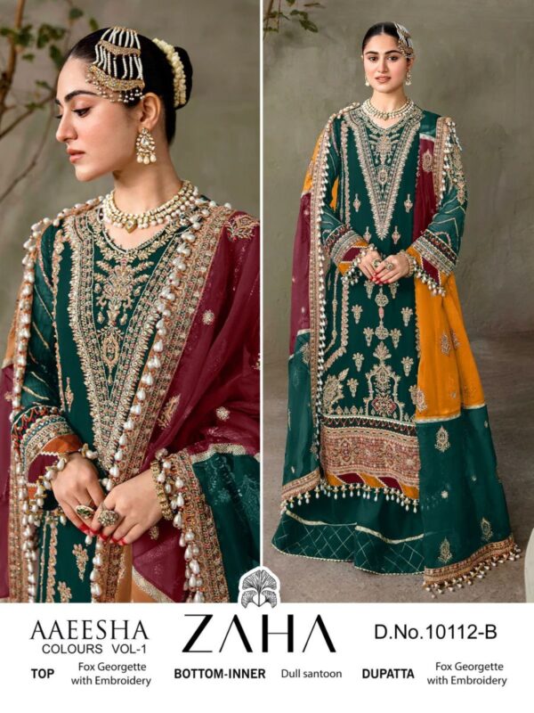 ZAHA AAEESHA VOL 1 10112 HIT COLOUR PAKISTANI SUITS WHOLESALER