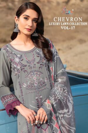 SHREE FABS CHEVRON LUXURY LAWN COLLECTION VOL 17 PAKISTANI SUITS WHOLESALER