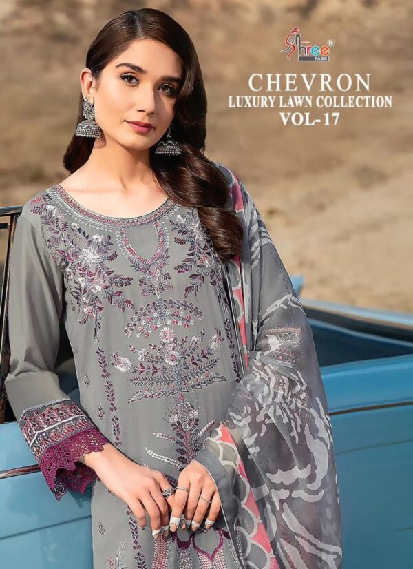 SHREE FABS CHEVRON LUXURY LAWN COLLECTION VOL 17 PAKISTANI SUITS WHOLESALER