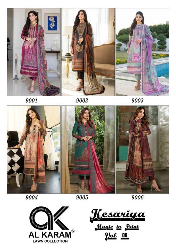 AL KARAM 9001 TO 9006 KESARIYA MAGIC IN PRINT VOL 9 PAKISTANI SUITS