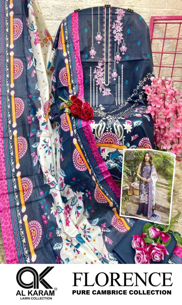 AL KARAM FLORENCE PURE CAMBRIC COLLECTION PAKISTANI SUITS ONLINE