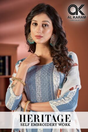 AL KARAM HERITAGE SELF EMBROIDERY WORK COLLECTION SUITS ONLINE