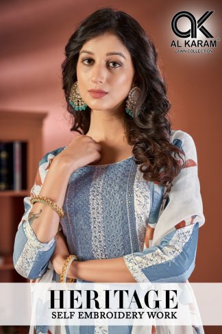 AL KARAM HERITAGE SELF EMBROIDERY WORK COLLECTION SUITS ONLINE