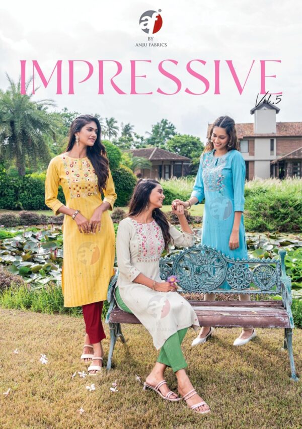 ANJU FABRICS IMPRESSIVE VOL 5 KURTIS WHOLESALER