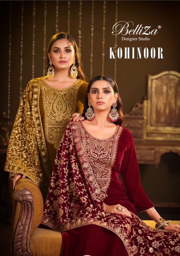 BELLIZA DESIGNER KOHINOOR VELVET PARTY WEAR SALWAR SUITS CATALOGUE