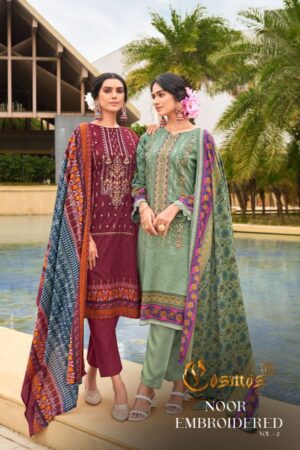 COSMOS NOOR EMBROIDERED 2 PAKISTANI SUITS FOR WOMEN