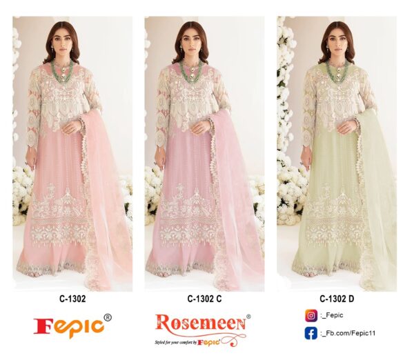 FEPIC ROSEMEEN 1302 KHATLI WORK WHOLESALE PAKISTANI SUITS CATALOGUE