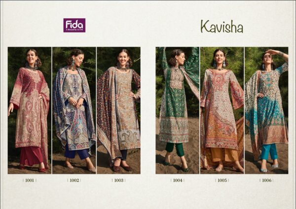 FIDA 1001 TO 1006 KAVISHA KASHMIRI PRINT SALWAR SUITS WHOLESALE