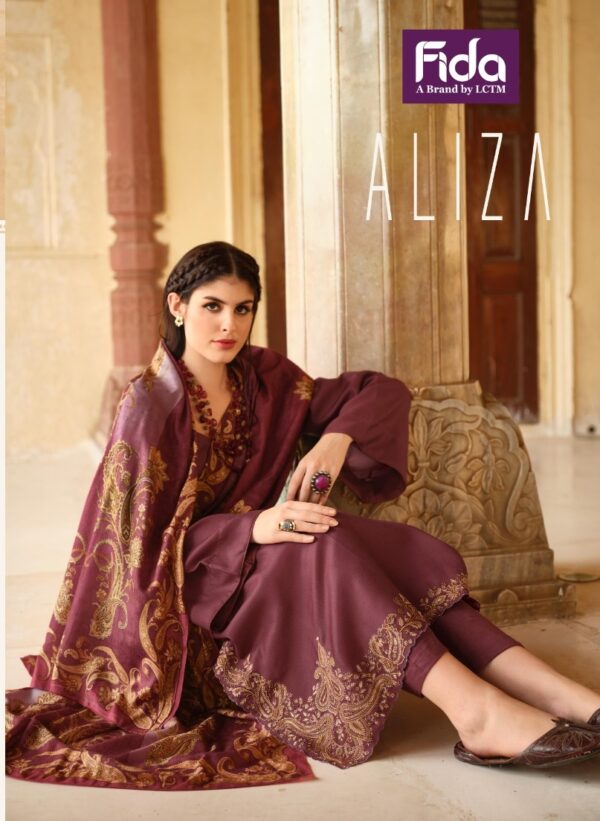 FIDA ALIZA SILK & WOOL SOLID WITH PREMIUM EMBROIDERY SUITS CATALOGUE