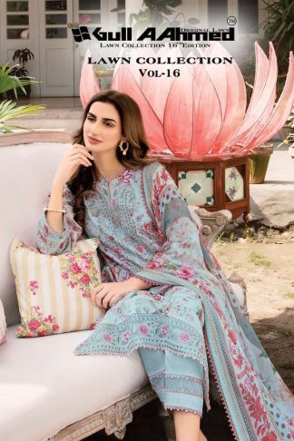GULL AAHMED LAWN COLLECTION VOL 16 PAKISTANI KARACHI SUITS WHOLESALER