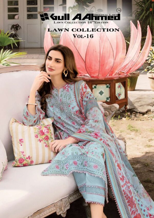 GULL AAHMED LAWN COLLECTION VOL 16 PAKISTANI KARACHI SUITS WHOLESALER