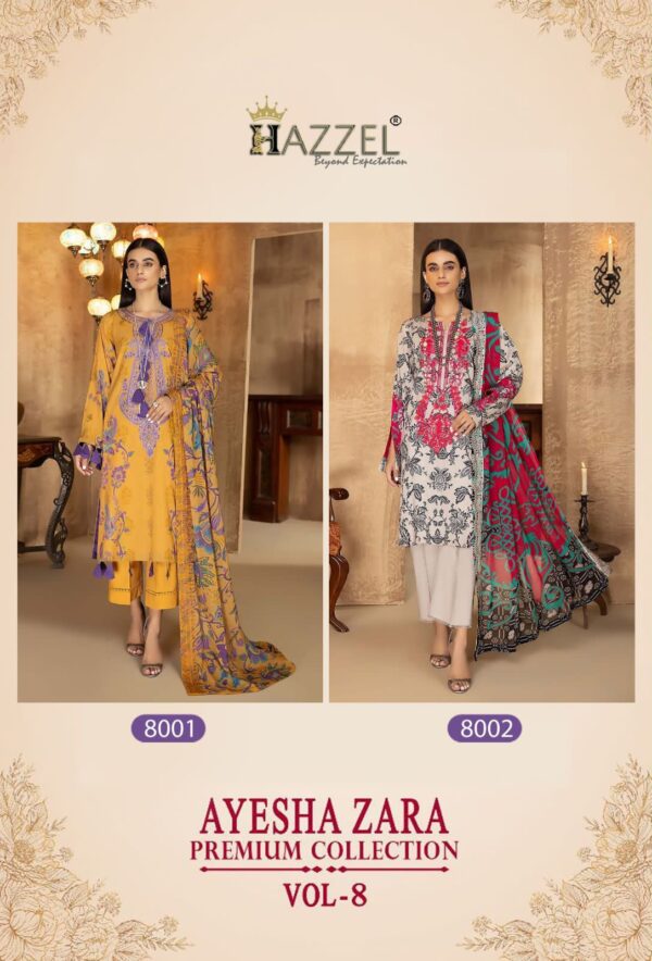 HAZZELAYESHA ZARA PREMIUM COLLECTIONS 8 PAKISTANI SUITS FOR WOMEN