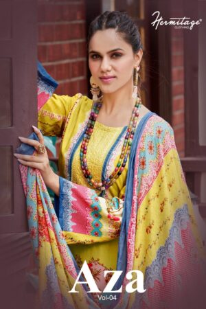 HERMITAGE CLOTHING AZA 4 PAKISTANI SALWAR SUITS CATALOGUE WITH PRICE
