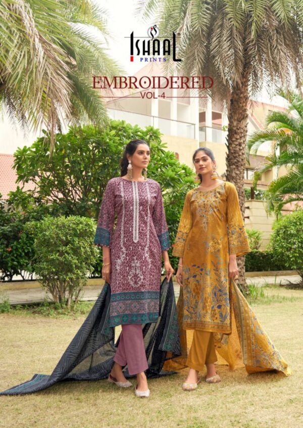 ISHAAL PRINTS EMBROIDERED VOL 4 WHOLESALE PAKISTANI SUITS ONLINE