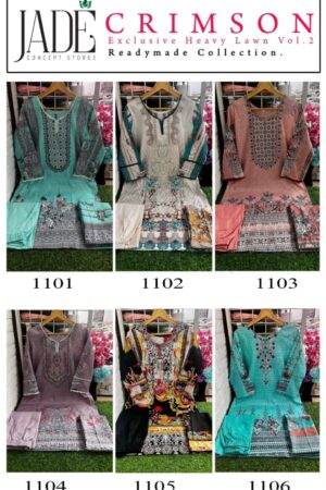 JADE 1101 TO 1106 CRIMSON VOL 2 READYMADE PAKISTANI KURTIS WHOLESALE