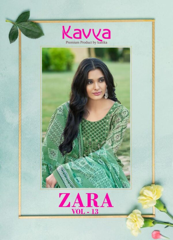 KAVYA 13001 TO 13010 ZARA VOL 13 READYMADE COTTON PRINTED SUITS WHOLESALER