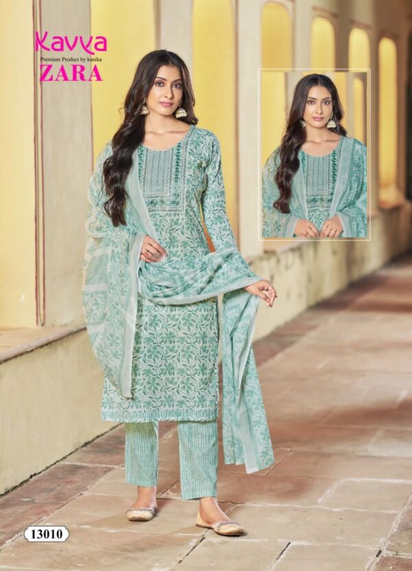 KAVYA 13001 TO 13010 ZARA VOL 13 READYMADE COTTON PRINTED SUITS WHOLESALER