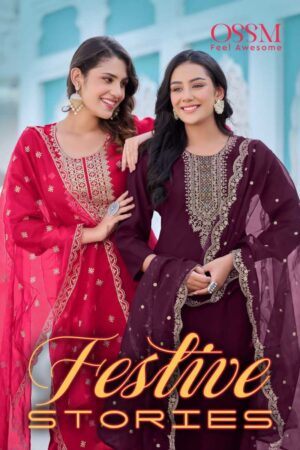 OSSM FESTIVE STORIES DESIGNER HANDWORK KURTIS WHOLESALE