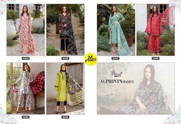 SHREE FABS 3233 TO 3238 M PRINTS BASICS PAKISTANI SUITS WHOLESALE