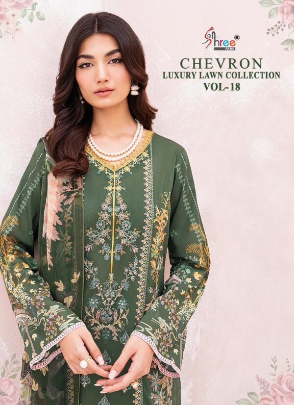 SHREE FABS 3264 TO 3270 CHEVRON LUXURY LAWN COLLECTION VOL 18 PAKISTANI SUITS ONLINE