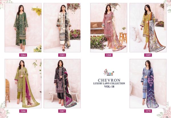 SHREE FABS 3264 TO 3270 CHEVRON LUXURY LAWN COLLECTION VOL 18 PAKISTANI SUITS ONLINE