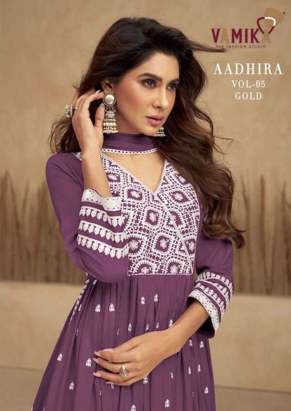 VAMIKA AADHIRA VOL 5 GOLD LAKHNOWI WHOLESALE KURTI IN SURAT