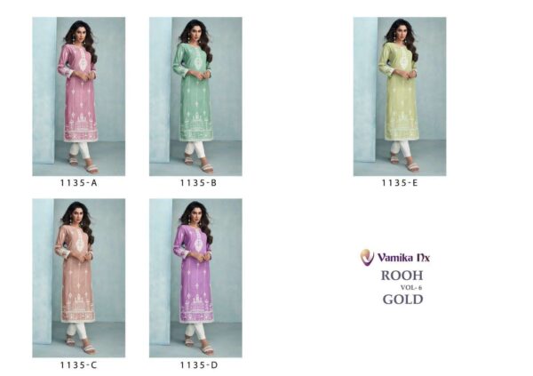 VAMIKA NX ROOH VOL 6 GOLD KURTIS LATEST COLLECTION