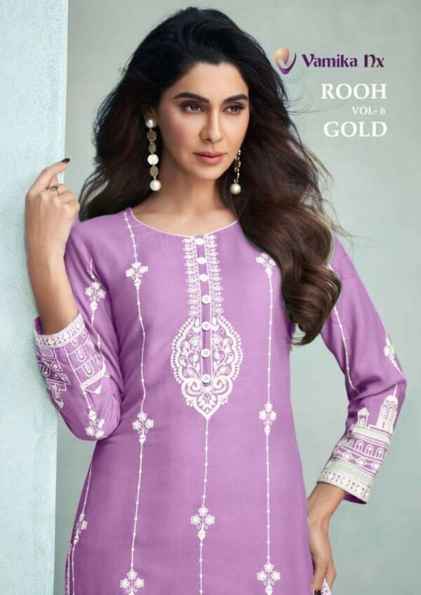 VAMIKA NX ROOH VOL 6 GOLD KURTIS LATEST COLLECTION