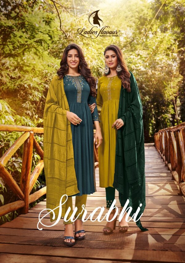 LADIES FLAVOUR SURABHI CATALOGUE SUITS DESING 2023