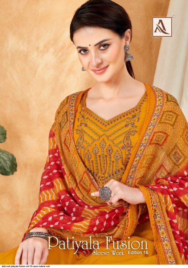 ALOK SUITS PATIYALA FUSION-16 (SLEEVE WORK) SALWAR SUITS ONLINE