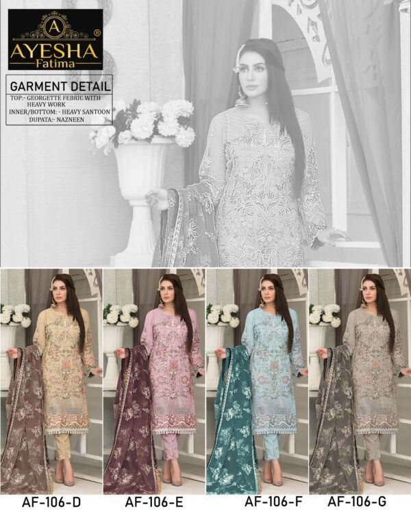 AYESHA FATIMA AF 106 CATALOGUE PAKISTANI SUITS DESING