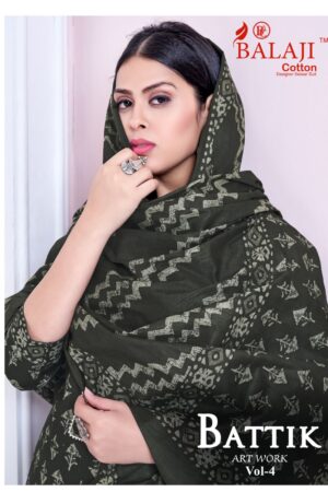 BALAJI COTTON 14001 TO 4012 BATTIK ART WORK VOL 4 COTTON SUITS CATALOGUE