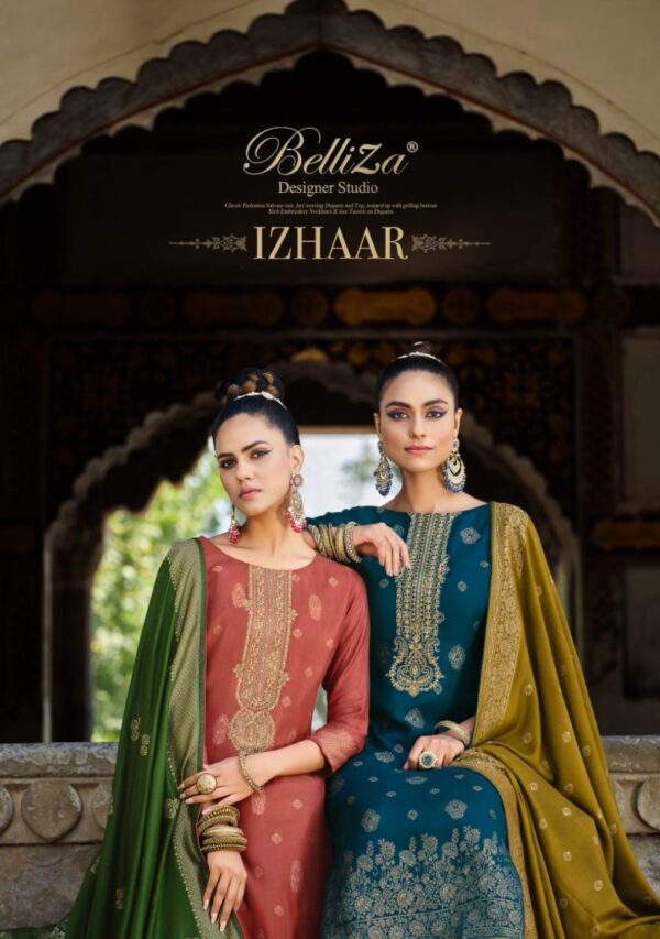 BELLIZA 830 IZHAAR PURE VISCOSE PASHMINA SALWAR SUITS CATALOGUE