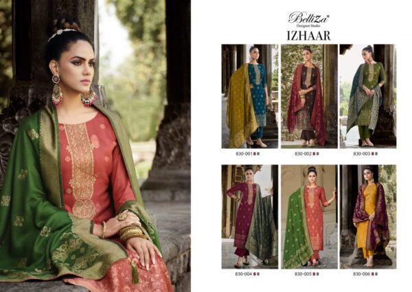 BELLIZA 830 IZHAAR PURE VISCOSE PASHMINA SALWAR SUITS CATALOGUE