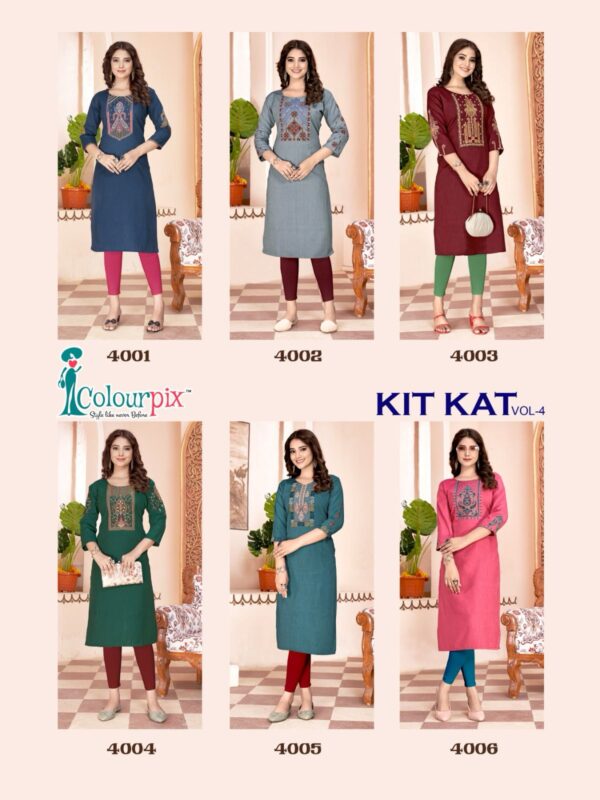 COLOURS PIX KIT KAT VOL 4 READYMADE KURTI WHOLESALE