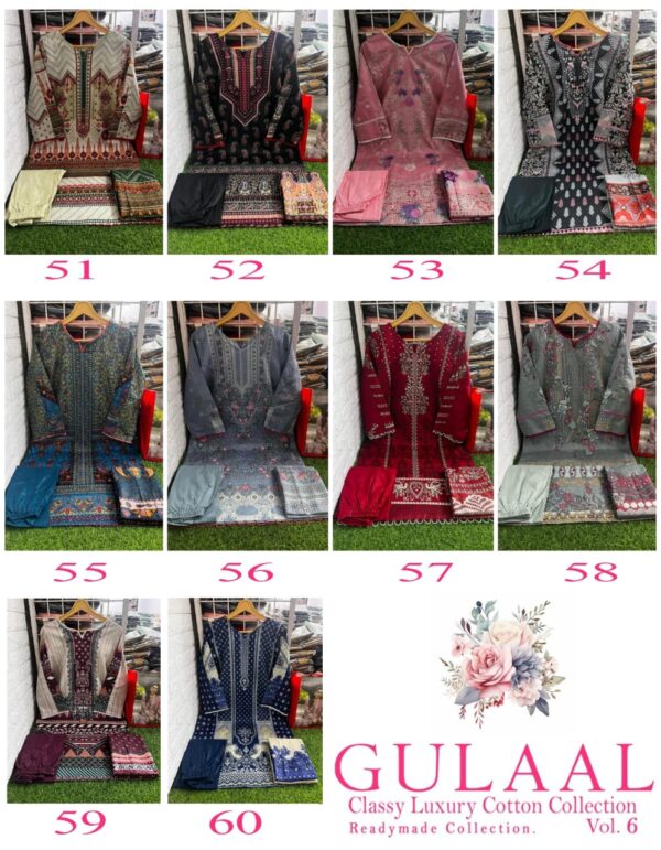 GULAAL VOL 6 HEAVY COTTON READYMADE PAKISTANI KURTI WHOLESALE