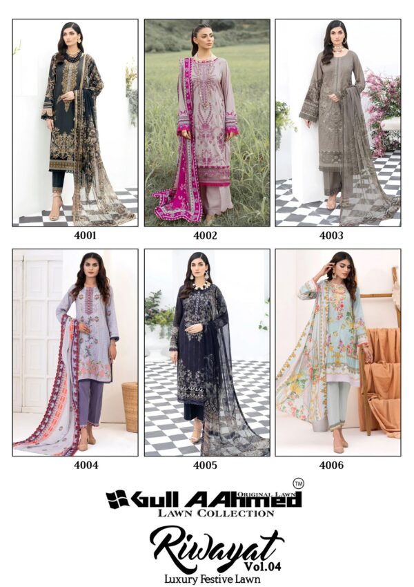 GULL AAHMED RIWAYAT LUXURY FESTIVE LAWN 04 PAKISTANI SUITS WHOLESALE