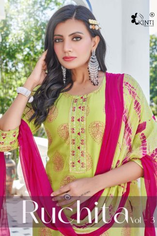 KINTI RUCHITA 3 RAYON WHOLESALE SALWAR SUITS CATALOGUE DEALERS