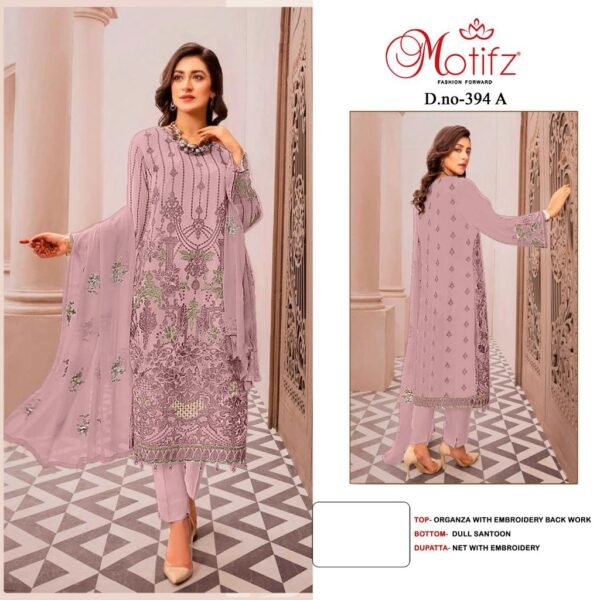 MOTIFZ 394 ABCD ORGANZA PAKISTANI SUITS NEW CATALOGUE - Image 2