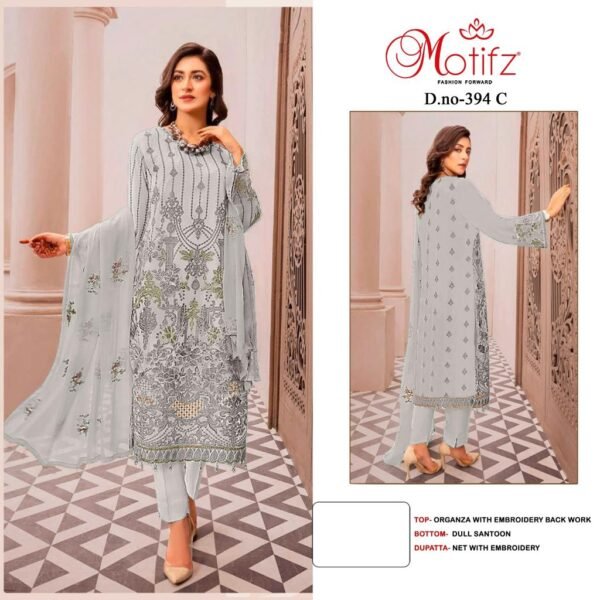 MOTIFZ 394 ABCD ORGANZA PAKISTANI SUITS NEW CATALOGUE - Image 4