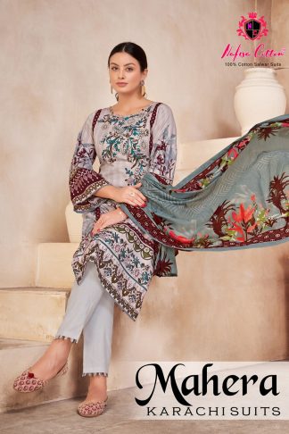 NAFISHA COTTON MAHERA KARACHI PAKISTANI SUITS WHOLESALE