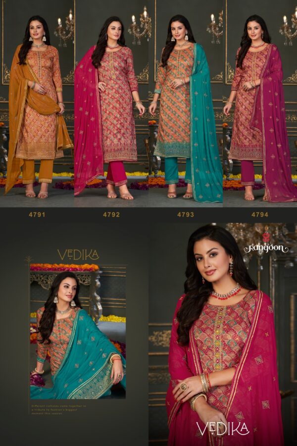 RANGOON 4191 TO 4194 VEDIKA RUSSIAN JECARUAD SALWAR SUITS CATALOGUE