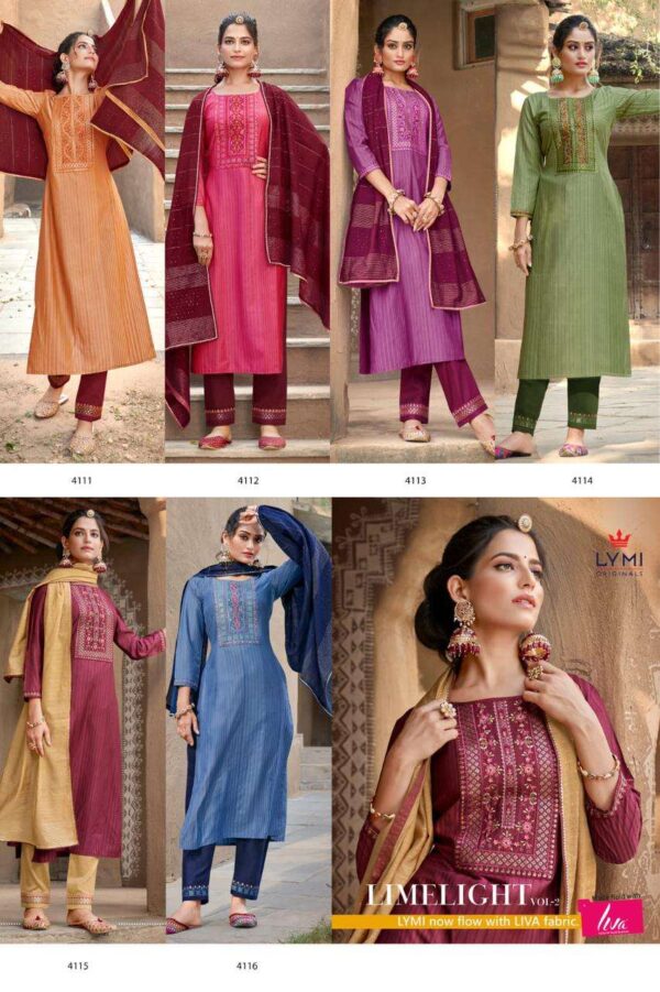 RANGOON LIMELIGHT VOL 2 LINING SILK SALWAR SUITS CATALOGUE