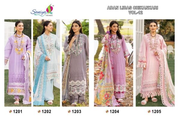 SANIYA TRENDZ ADAN LIBAS CHIKANKARI VOL 12 PAKISTANI SUITS ONLINE