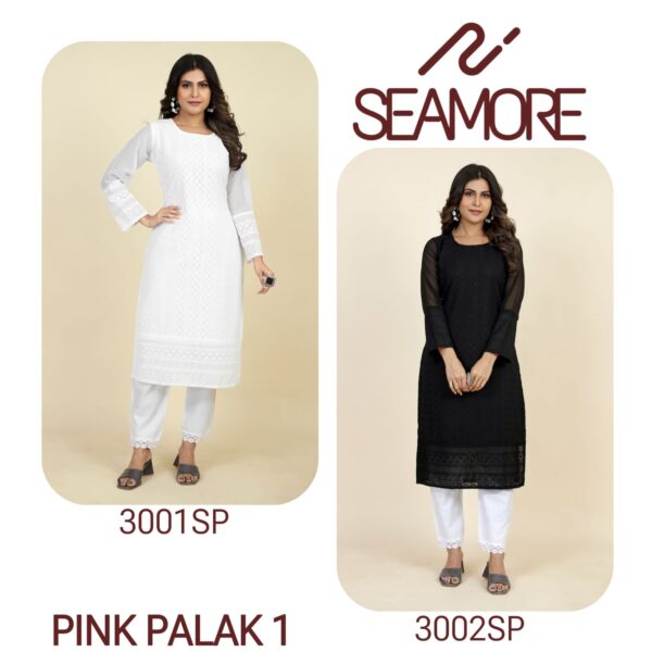 SEAMORE PINK PLAK 1 READYMADE WOMEN LAKHNAVI KURTI WHOLESALE