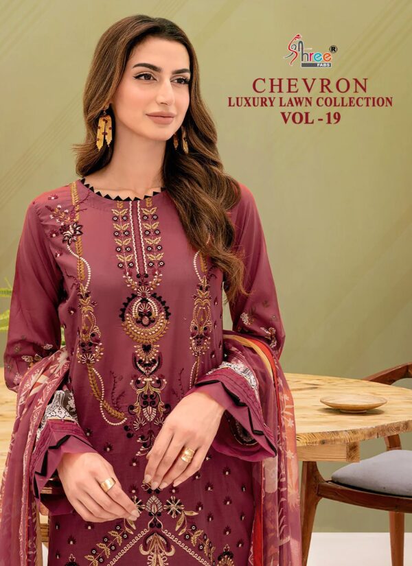 SHREE FABS CHEVRON LUXURY LAWN COLLECTION VOL 19 PAKISTANI SUITS WHOLESALE