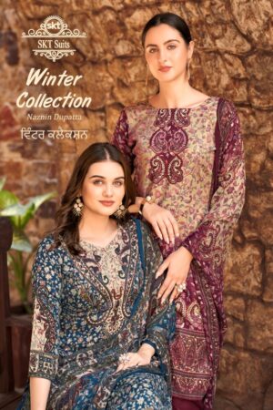 SKT SUITS 7001 TO 7008 PASHMINA WINTER CALLECTION WHOLESALE SUITS