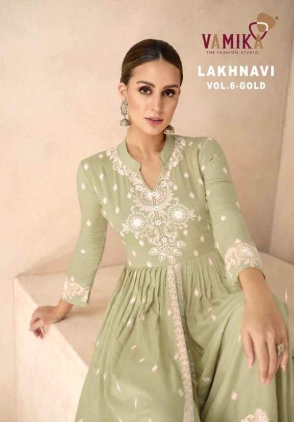 VAMIKA 1031 LAKHNAVI VOL 6 GOLD LATEST DESIGN KURTI WHOLESALE