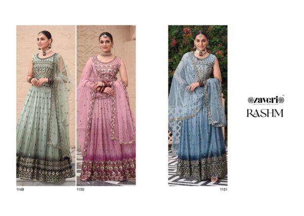 ZAVERI 1149 TO 1151 RASHAM SILK SKIRT BLOUSE DUPPTA SET CATALOGUE