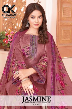 AL KARAM JASMINE VO 3 PAKISTANI LAWN COTTON SUITS WHOLESALE